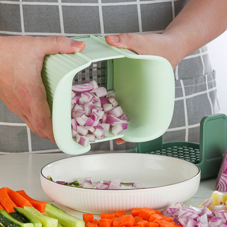Household Hand-pressed Multi-function French Fries Vegetable Cutter(Green)