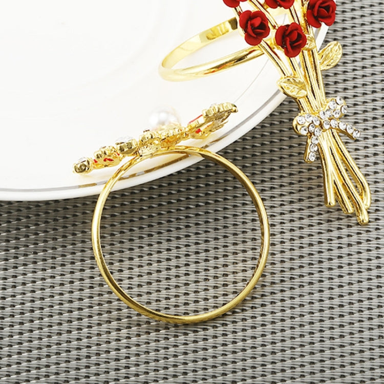 2 PCS Valentine Day Rose Alloy Napkin Ring, Specification: Z1009-2