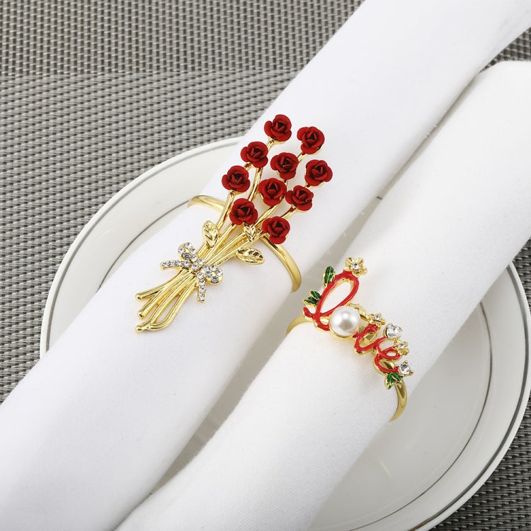 2 PCS Valentine Day Rose Alloy Napkin Ring, Specification: Z1009-2