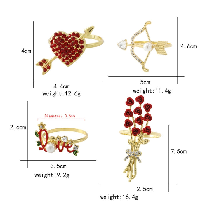 2 PCS Valentine Day Rose Alloy Napkin Ring, Specification: Z1010-2