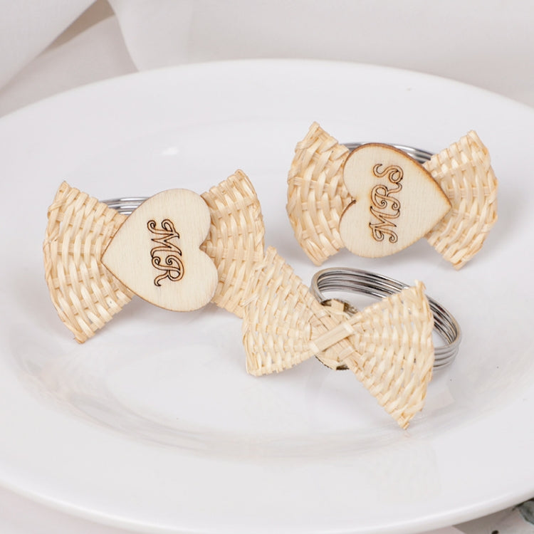 2 PCS Retro Handmade Rattan Weave Napkin Buckle Western Dining Table Napkin Ring 6650