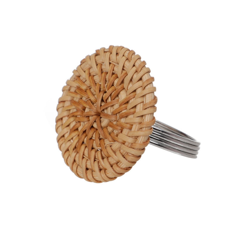 2 PCS Retro Handmade Rattan Weave Napkin Buckle Western Dining Table Napkin Ring 6653 Light Yellow