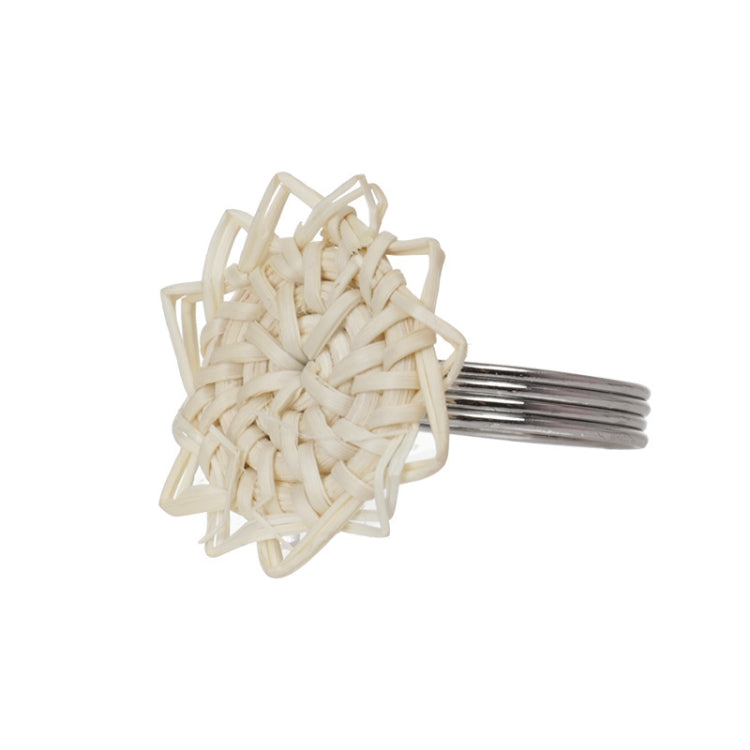 2 PCS Retro Handmade Rattan Weave Napkin Buckle Western Dining Table Napkin Ring 6655 White