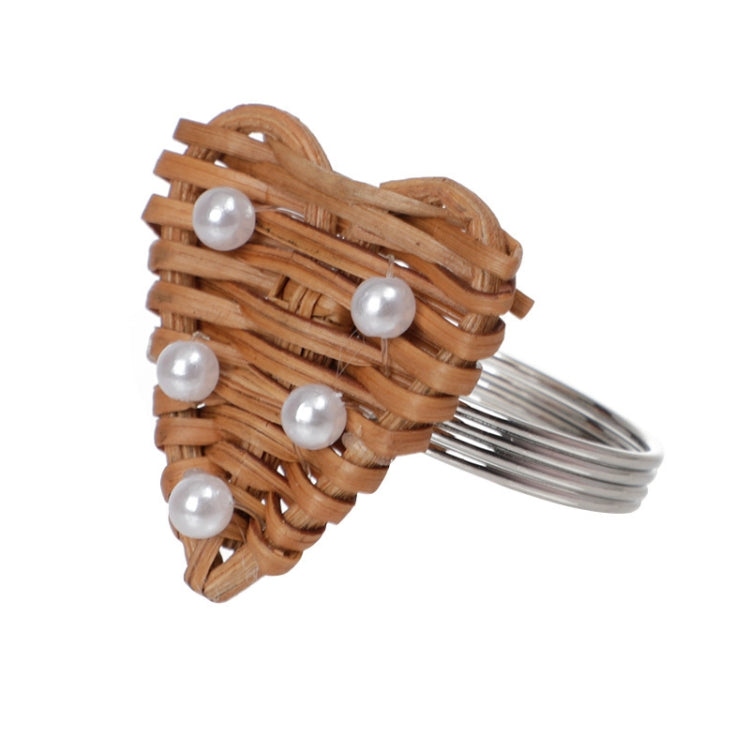 2 PCS Retro Handmade Rattan Weave Napkin Buckle Western Dining Table Napkin Ring 6657