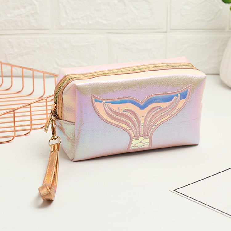 PU Laser Fishtail Portable Large Capacity Makeup Toiletries Bag
