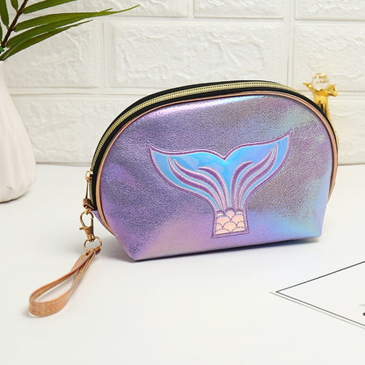 Semicircle Cartoon Fishtail Laser Makeup Toiletry Bag
