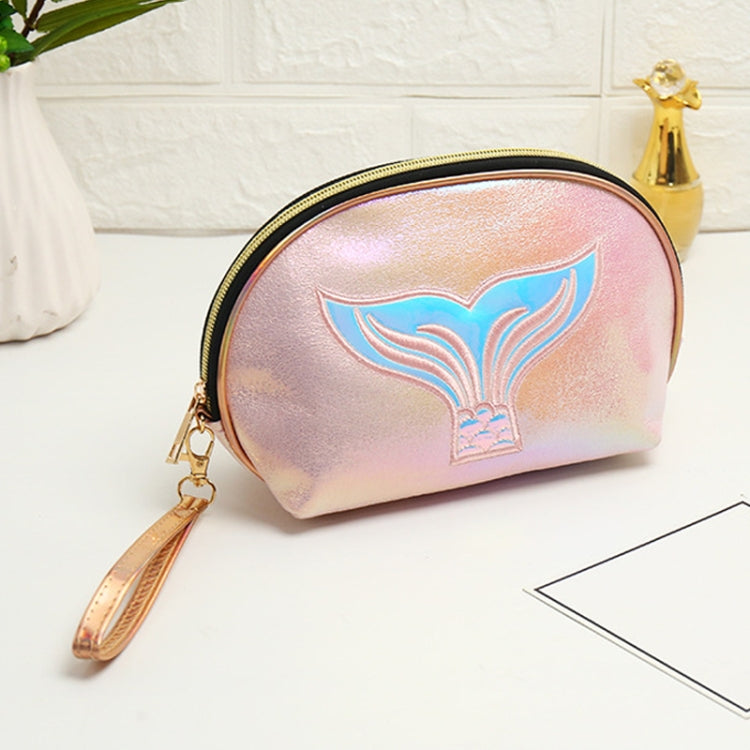 Semicircle Cartoon Fishtail Laser Makeup Toiletry Bag