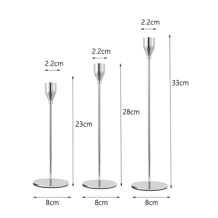 3 PCS / Set Home Decoration Wedding Wrought Iron Candle Holder, Style: Thin Bottom (Silver)