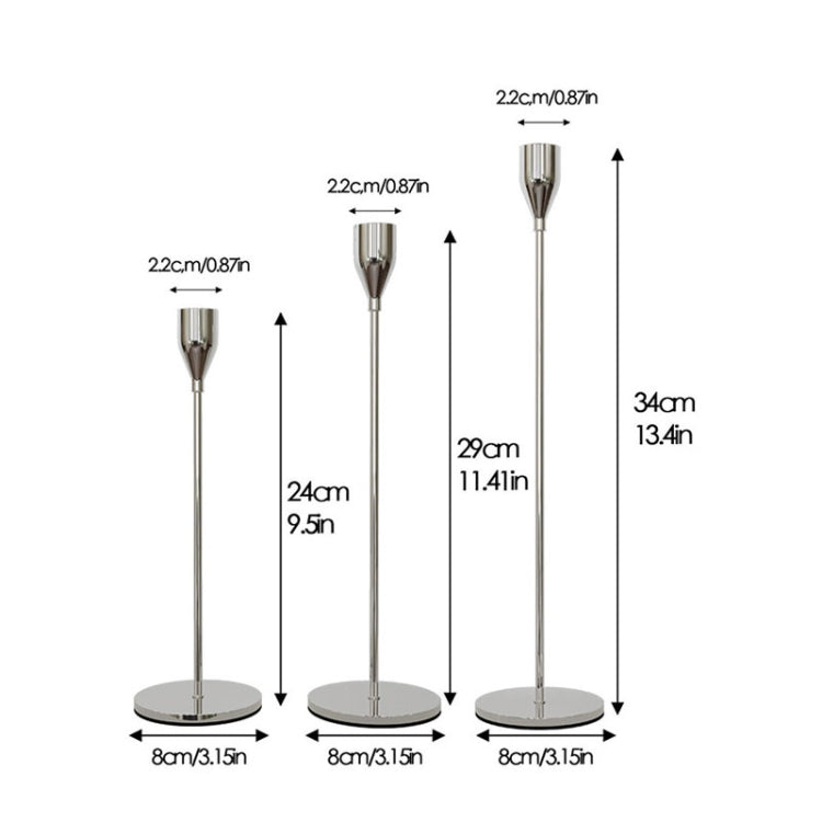 3 PCS / Set Home Decoration Wedding Wrought Iron Candle Holder, Style: Thick Bottom (Gold)