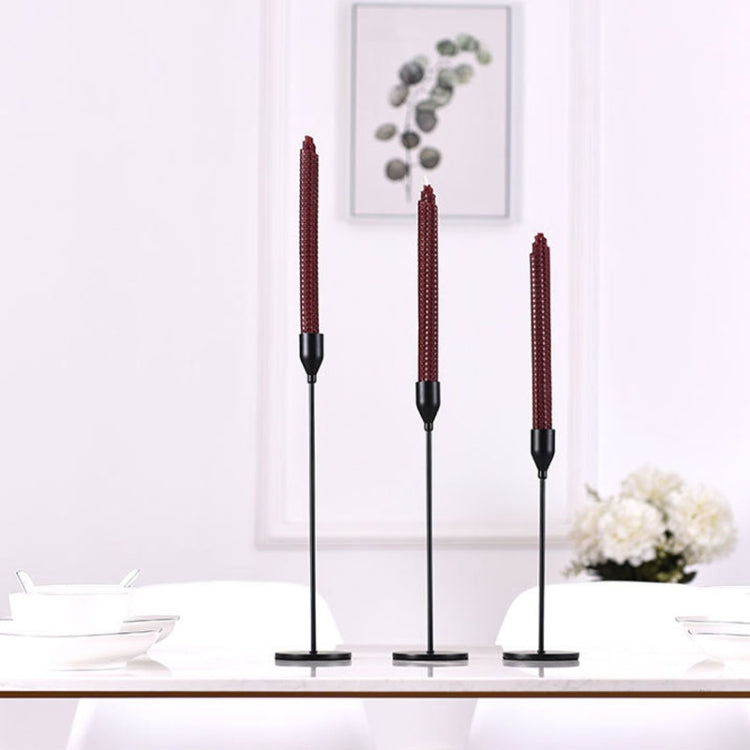 3 PCS / Set Home Decoration Wedding Wrought Iron Candle Holder, Style: Thick Bottom (Rose Red)