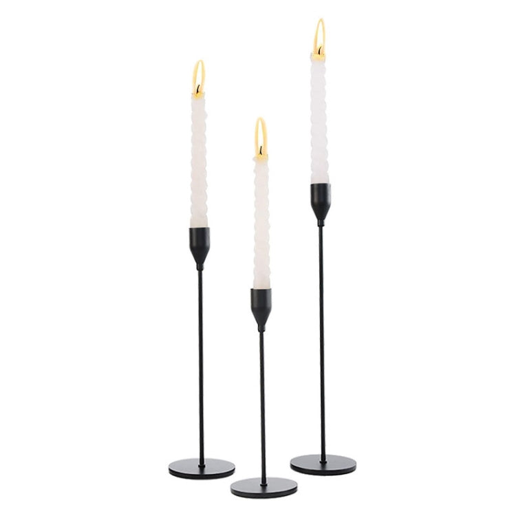 3 PCS / Set Home Decoration Wedding Wrought Iron Candle Holder, Style: Thick Bottom (Rose Red)