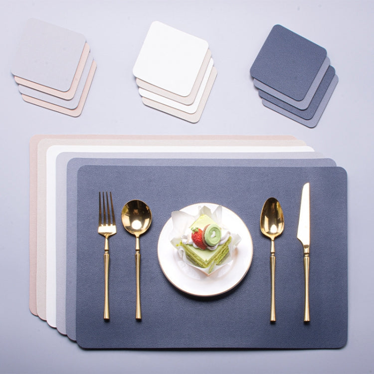 2 PCS PU Waterproof Oilproof Leather Heat Insulation Placemat