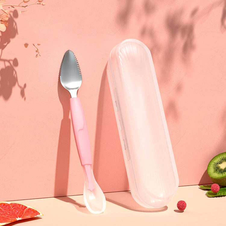 Stainless Steel Silicone Double Head Baby Puree Spoon(Pink)
