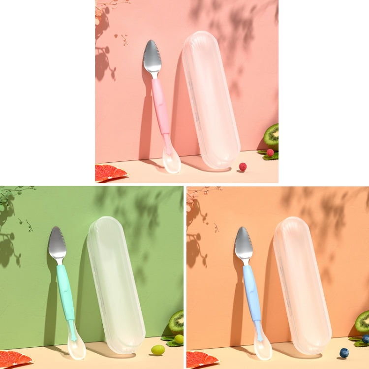 Stainless Steel Silicone Double Head Baby Puree Spoon(Pink)