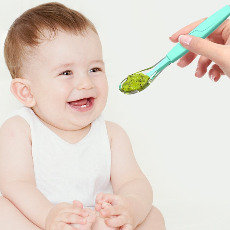 Stainless Steel Silicone Double Head Baby Puree Spoon(Pink)