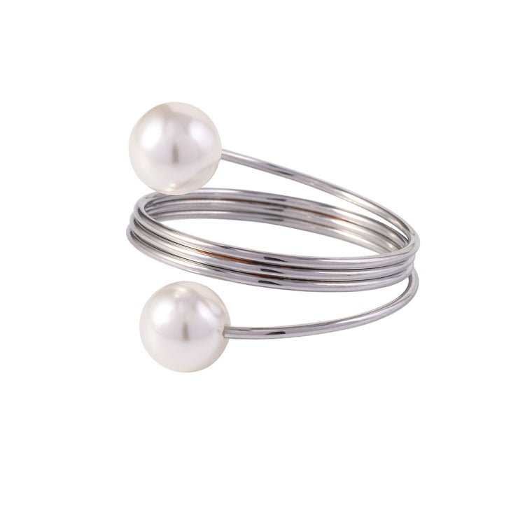 5 PCS Simple Pearl Spring Napkin Buckle Metal Dining Ring