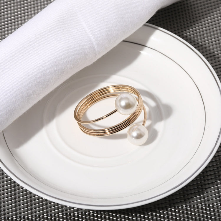 5 PCS Simple Pearl Spring Napkin Buckle Metal Dining Ring