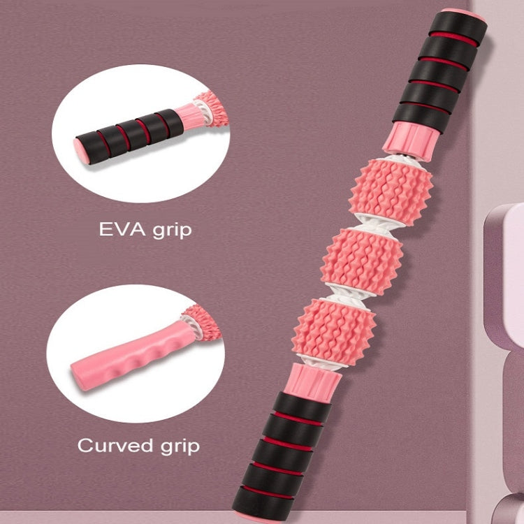 Three-ball Mace Three-wheeled Hand-held Yoga Massage Stick
