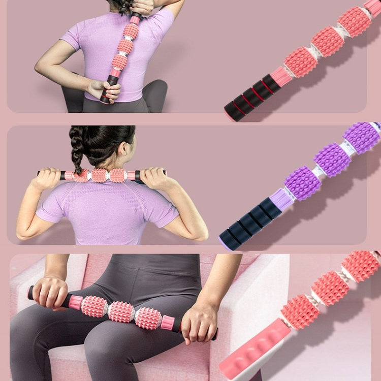 Three-ball Mace Three-wheeled Hand-held Yoga Massage Stick