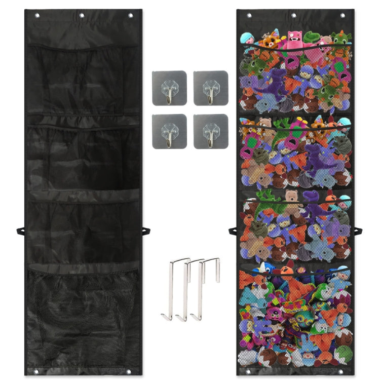 Door Storage Bag Large Capacity Plush Toy Storage Bag, Size: 159x48cm(Black)