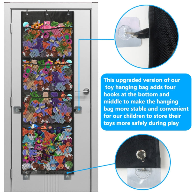 Door Storage Bag Large Capacity Plush Toy Storage Bag, Size: 159x48cm(Black)