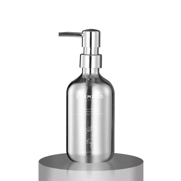 500ml Press Lotion Dispenser Bathroom Electroplated Silver Soap Dispenser Replacement(Shampoo)