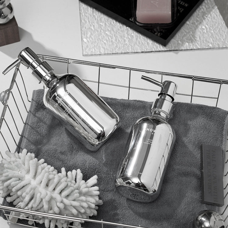 500ml Press Lotion Dispenser Bathroom Electroplated Silver Soap Dispenser Replacement(Shampoo)