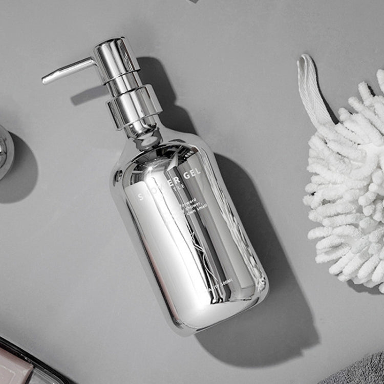 500ml Press Lotion Dispenser Bathroom Electroplated Silver Soap Dispenser Replacement(Shampoo)