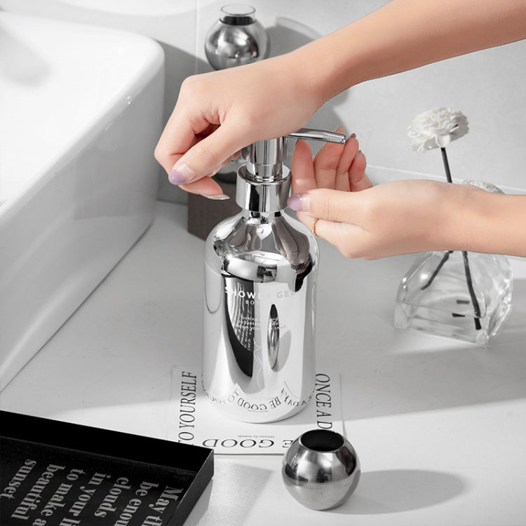 500ml Press Lotion Dispenser Bathroom Electroplated Silver Soap Dispenser Replacement(Shampoo)