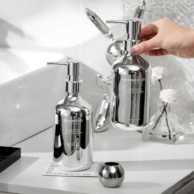 500ml Press Lotion Dispenser Bathroom Electroplated Silver Soap Dispenser Replacement(Shampoo)