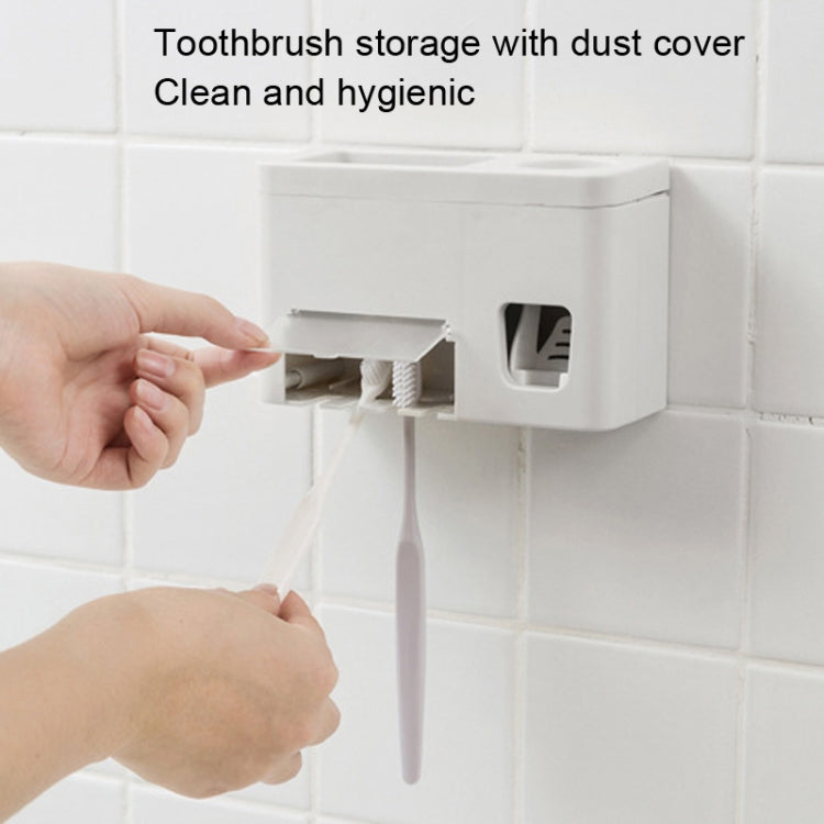 Wall Mounted Automatic Toothpaste Squeezing Device Toothbrush Storage Rack(Multi-function)