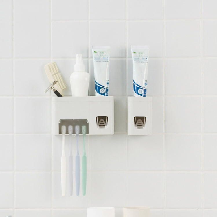 Wall Mounted Automatic Toothpaste Squeezing Device Toothbrush Storage Rack(Multi-function)