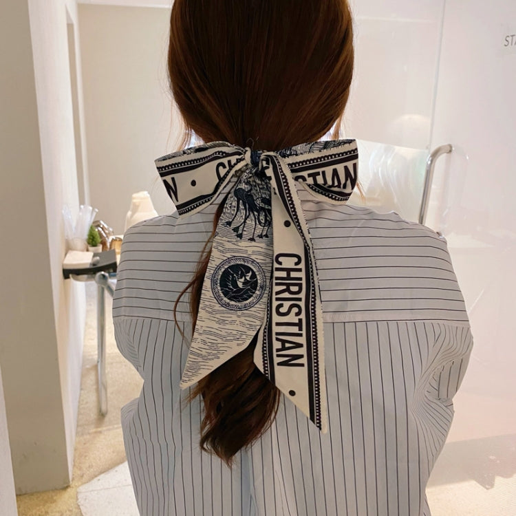 2 PCS QC30162 Elegant Pearl Bow Streamer Tied Hair Rope Hair Bands