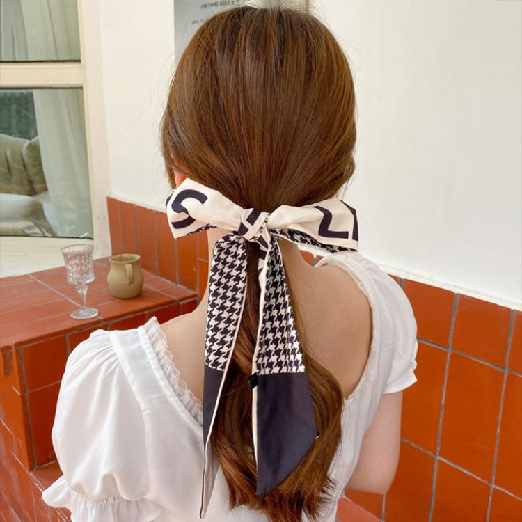 2 PCS QC30162 Elegant Pearl Bow Streamer Tied Hair Rope Hair Bands
