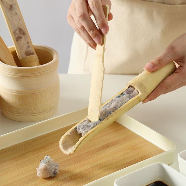 Shrimp Slip Spoon Bamboo Tube Hot Pot Restaurant Plate, Size: 4.5x25x16.8cm+Bamboo Slice