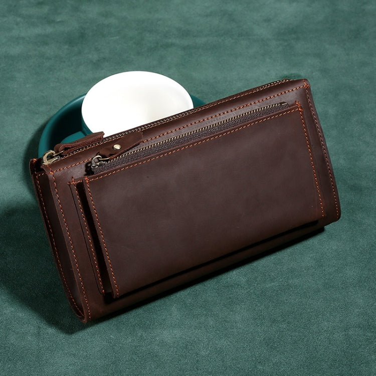 TP-6029  Crazy Horse Leather Men Clutch Large Capacity Mobile Phone Bag Wallet