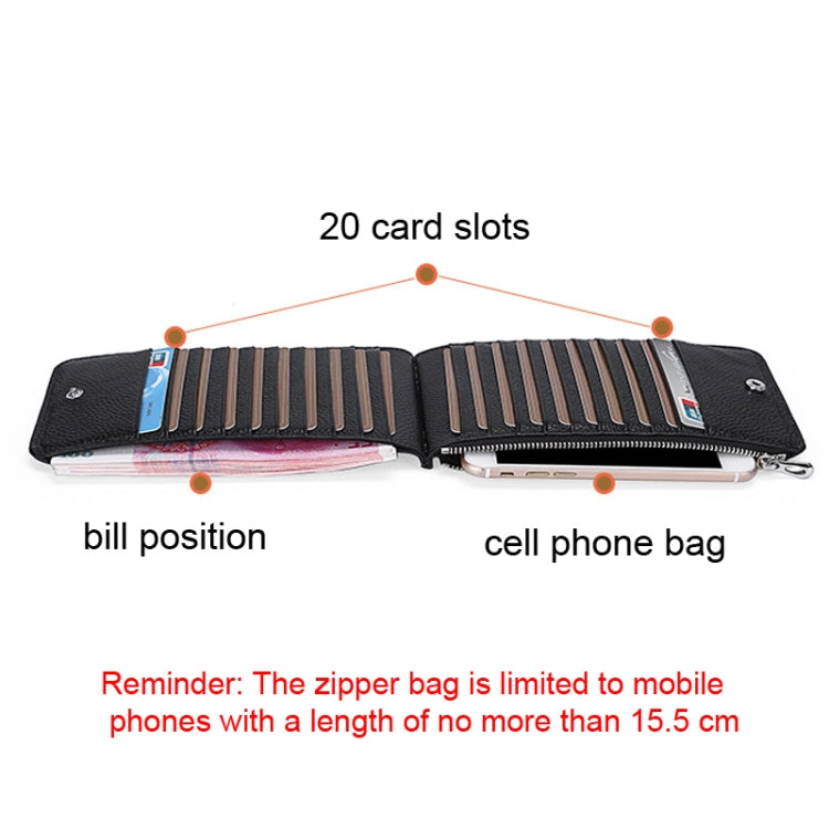 TP-165 First Layer Cowhide RFID Card Holder Long Wallet Multifunctional Mobile Phone Bag