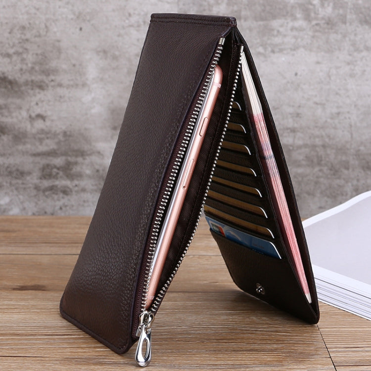 TP-165 First Layer Cowhide RFID Card Holder Long Wallet Multifunctional Mobile Phone Bag