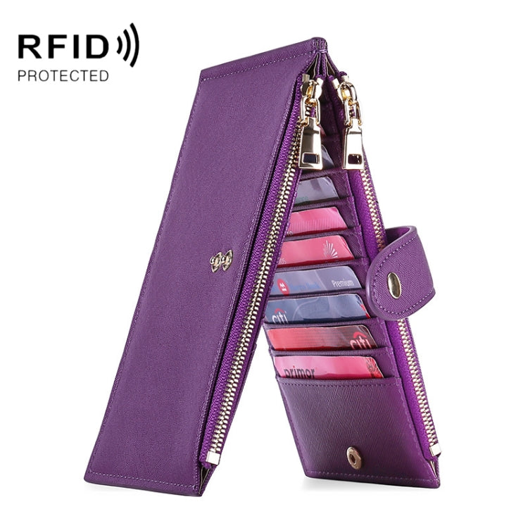 GLQ167  RFID Two-way Folding PU Cross Pattern With Zipper Pocket Wallet