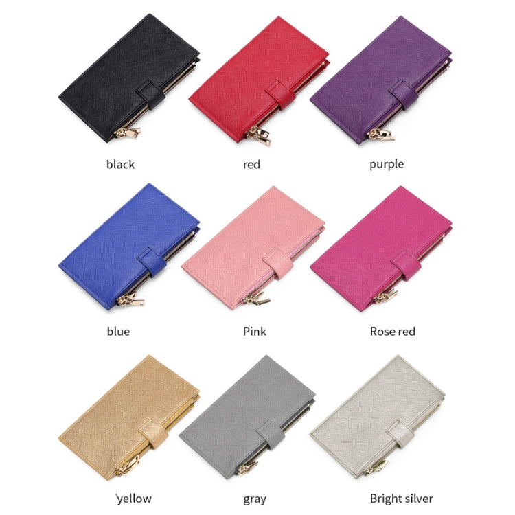 GLQ167  RFID Two-way Folding PU Cross Pattern With Zipper Pocket Wallet