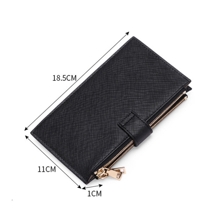 GLQ167  RFID Two-way Folding PU Cross Pattern With Zipper Pocket Wallet