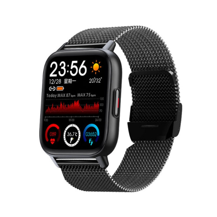 QS16Pro 1.69-Inch Health Monitoring Waterproof Smart Watch, Supports Body Temperature Detection, Color: Black Steel