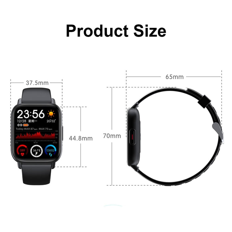 QS16Pro 1.69-Inch Health Monitoring Waterproof Smart Watch, Supports Body Temperature Detection, Color: Black Steel