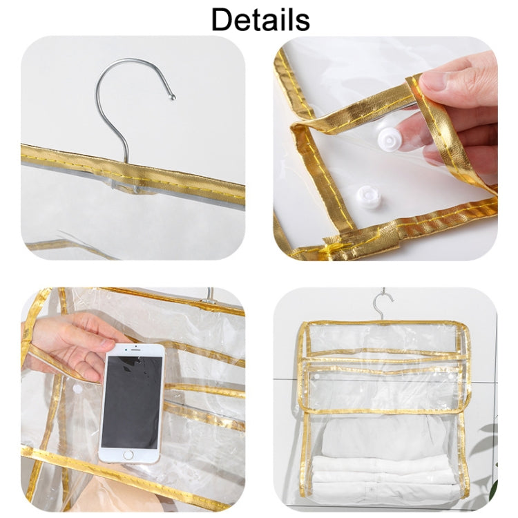 Home Wall Mounted Transparent Underwear Storage Bag, Color: Golden Edge (Small)