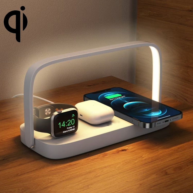 UD10 Mobile Phone Wireless Charger With Small Night Light, For iPhone&iWatch&AirPods(White)
