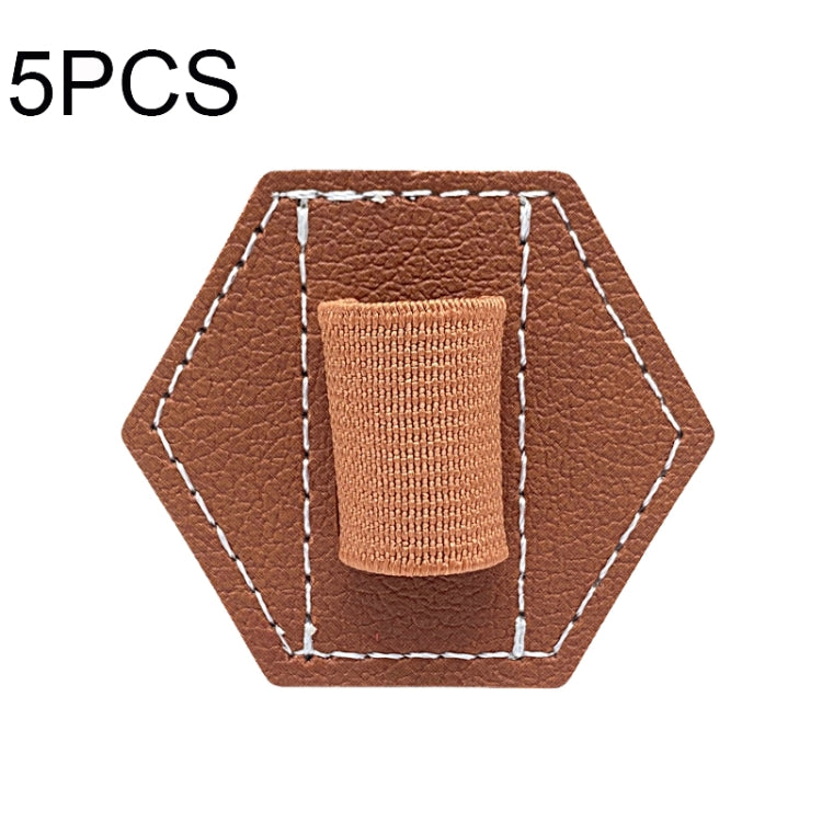 5 PCS Capacitive Pen Bag Self Adhesive Pen Holder PU Pen Clip,Style: Hexagonal Brown