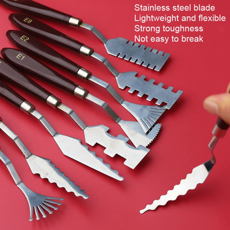 9 PCS Oil Painting Knife Graffiti Toning Wooden Scraper Student Art Painting Tool, Style: E7