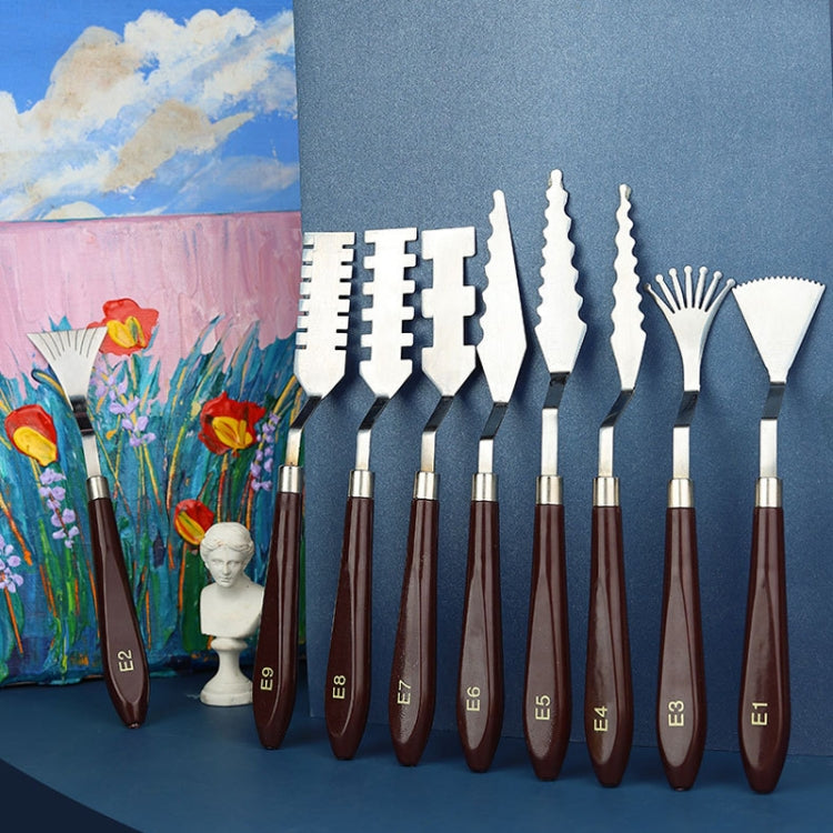9 PCS Oil Painting Knife Graffiti Toning Wooden Scraper Student Art Painting Tool, Style: E7