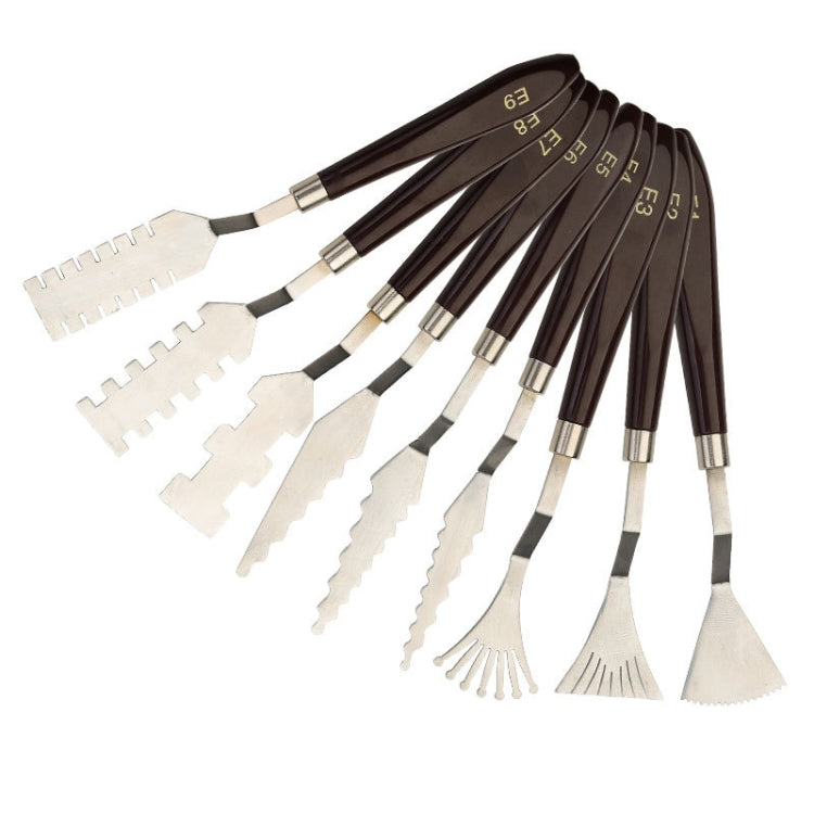 9 PCS Oil Painting Knife Graffiti Toning Wooden Scraper Student Art Painting Tool, Style: E9