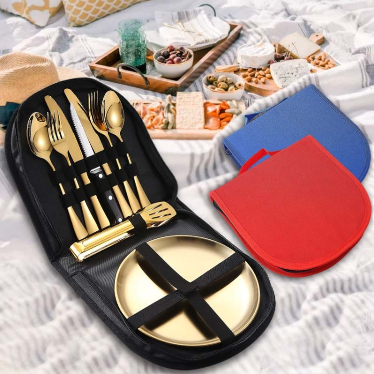 Stainless Steel Portable Cutlery Set Western Steak Knife Fork Spoon Set,Color: Blue Silver